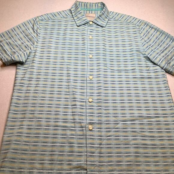 Tommy Bahama Large Pixel in Paradise Camp Shirt Waterfront Silk Turquois… - Picture 3 of 6